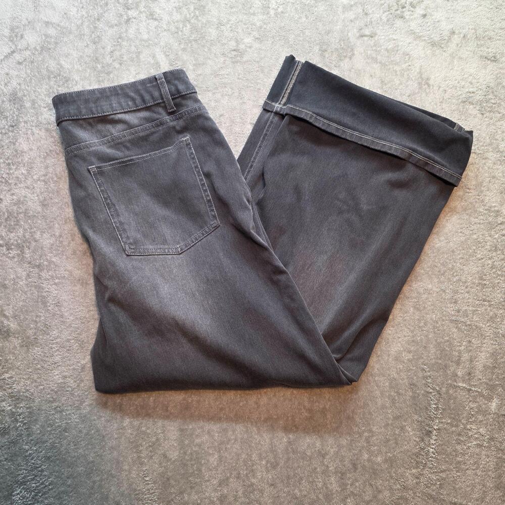 Halara Wide Leg Jeans Womens XL Tall Charcoal Wash High Rise Stretch Denim Flaw